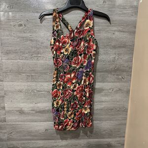 Joni‎ Blair Vintage Sleeveless Bow Racer Back Floral Mini Dress Size 7